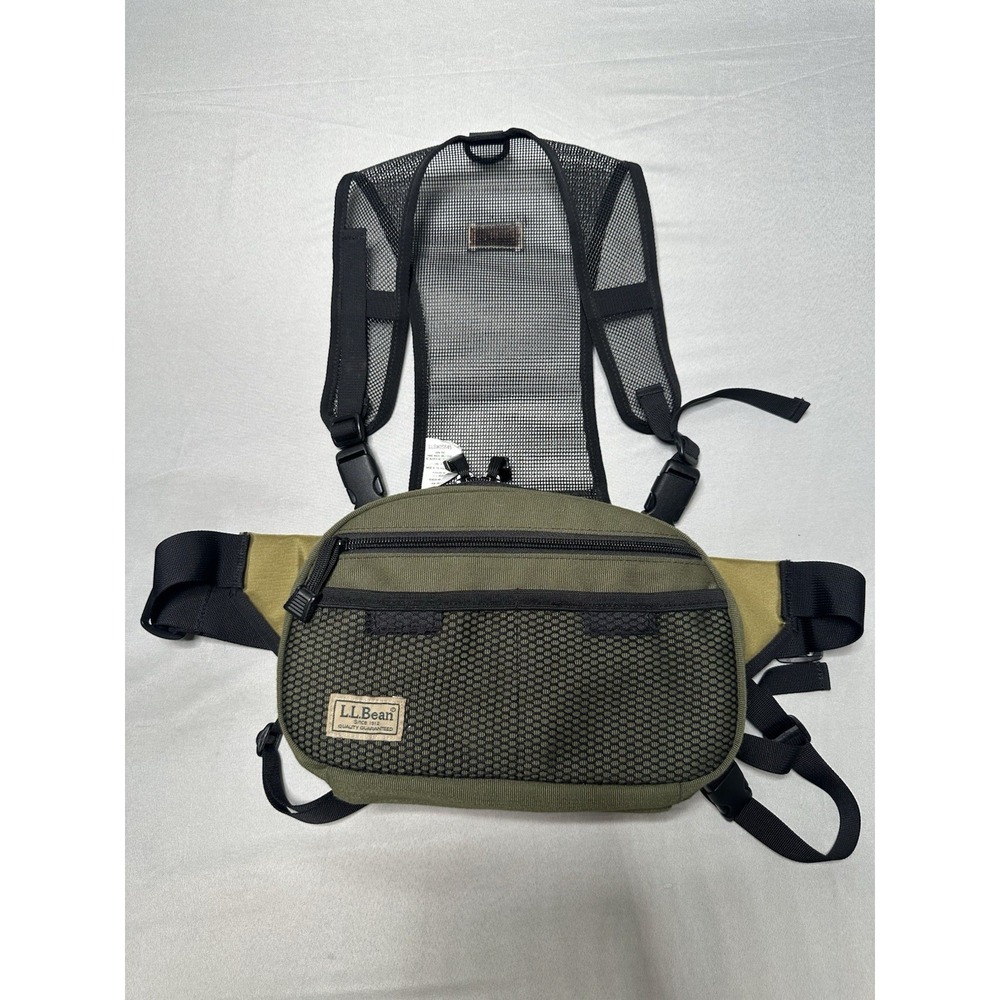 L.L. Bean Hicking Pack Fly Fishing Birding Trails Outdoors Olive Green Mesh Back